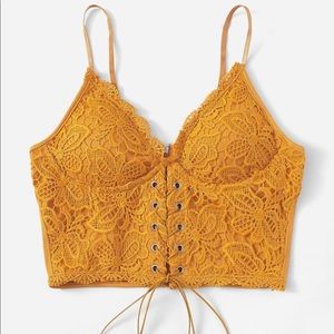Yellow lace tank top